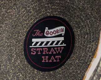 Closeup of the Goorin Brothers woven straw hat