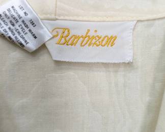 Closeup of Barbizon women's vintage ivory floral jacquard night shirt / pajama long shirt