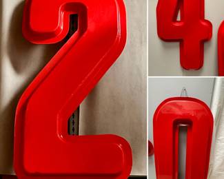 48" marquee red acrylic sign numbers. There are three 2's, two zeroes, and two 4's.
