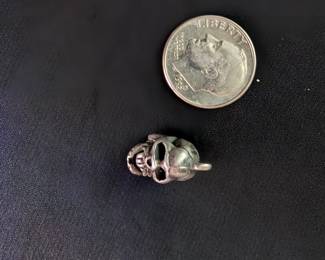 Another view of the sterling silver skull charm, marked 925