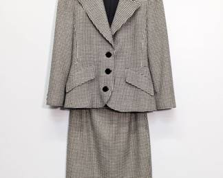 Valentino black and white herringbone skirt suit set