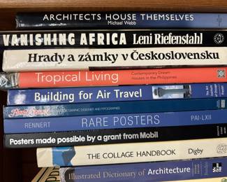 Architects House Themselves, Vanishing Africa, Tropical Living Contemporary Dream Houses in the Philippines, Building for Air Travel, Rare Posters, The Collage Handbook, Illustrated Dictionary of Architecture