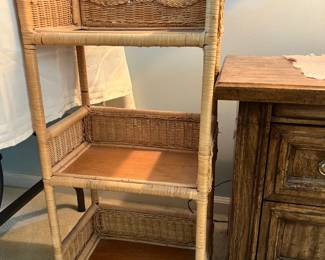 Boho vintage wicker shelf