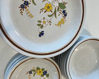 Set of vintage stoneware dinner plates