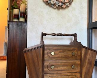 Wooden accordion-style sewing or craft chest