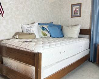 Classic solid wood twin bed frame with mattress and box spring (2 of 2 matching)