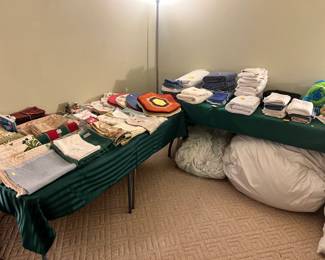 Various linens and bedding