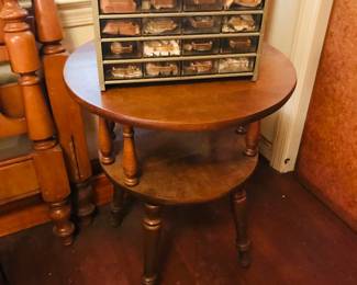 Maple table, rock collection