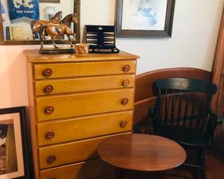Mid century chest, mid century bed, University of Tennessee chair