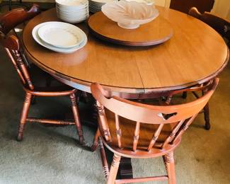 Maple dining table with eight chairs