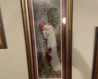 Vintage Woman in White Dress Print