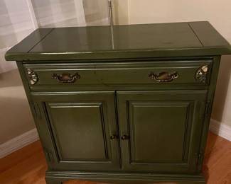 Green Painted Wooden Storage Cabinet