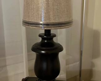 Black Table Lamp with Beige Shade