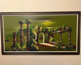 Mid-Century Oil Painting of Ruins