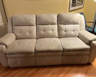 Beige Three-Seat Recliner Sofa