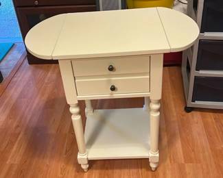 White Drop-Leaf Kitchen Cart