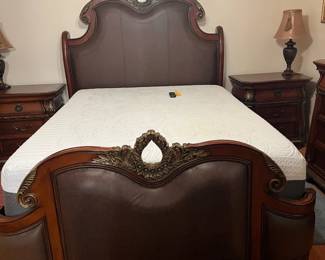 Brass Table Lamp with Brown Shade