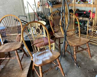 Set of 4 numbered windsor style chairs