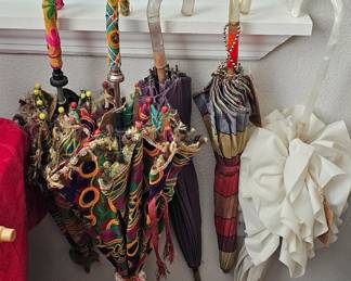 lots of vintage parasols