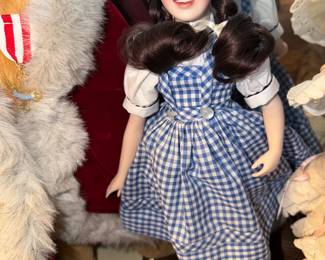 1980's Franklin Heirloom Dorothy Porcelain with Tota Dog Basket, 16" Tall, Wizard of Oz