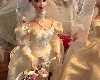 1995 Romantic Rose Bride Porcelain Barbie, Red Hair.