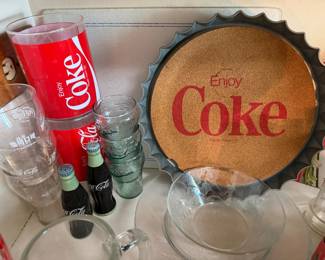 Coke Bottle Cap Tray, Different Coca Cola Glasses