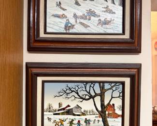 H.Hargrove Listed Artist, Winter Scenes, Signed.Framed
