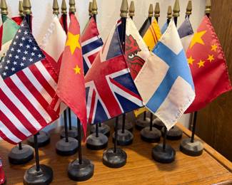 United States/United Nations Flags on Stands