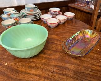 Vintage Fire King Jadeite Swirl Bowl