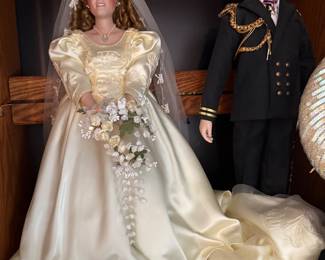 1988 Danbury Mint Prince Andrew, Sarah Ferguson Royal Wedding Porcelain Dolls