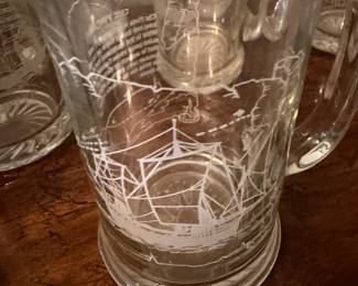 1990 Long John Silvers Etched Glass Mug