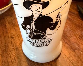 Vintage 1950's Hopalong Cassidy Milk Glass