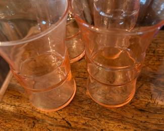 Vintage Libby Meridan Belted Pink Depression Tumblers