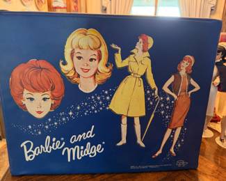 Vintage 1963 Barbie And Midge Blue Trunk Case