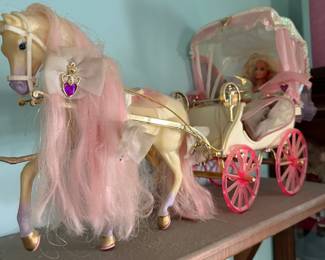 1992 Barbie Crystal Horse And Carriage with Box, Made in Italy
