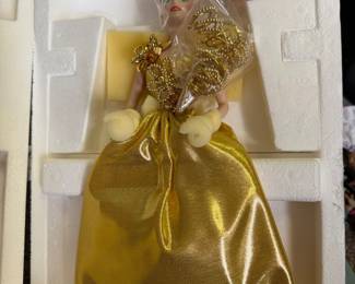 1993 Gold Sensation Porcelain Doll NRFB. 1st release in the "Gold/Silver Porcelain Collection"