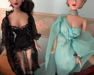 Ashton Drake, Porcelain. Left Pin Up Girl, Right Blue Goddess
