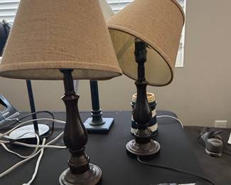 Traditional Wooden Table Lamp with Burlap Shade