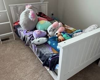 White Wooden Bunk Bed with Ladder