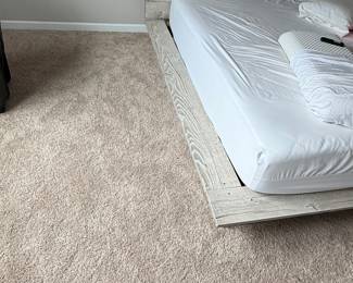 Whitewashed Wood Plank Platform Bed Frame