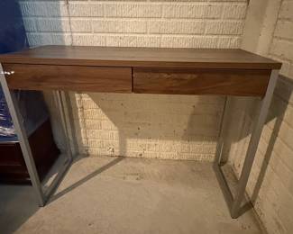 Modern Walnut and Metal Desk