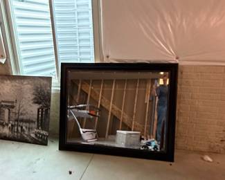 Large Rectangular Mirror with Black Frame