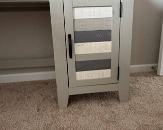 Gray Wash Wood Desk with Cabinet and Plank Door