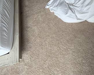 Whitewashed Wood Plank Platform Bed Frame