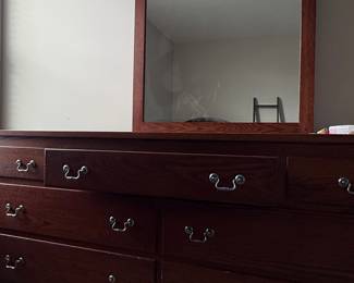 Wooden Dresser with Mirror and Twin Bed Set