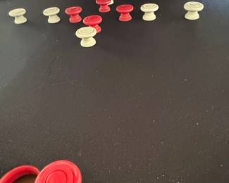Convertible Poker and Dining Table with Shuffleboard Pucks