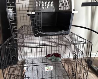 Plush Oval Pet Bed and Wire Dog Crate