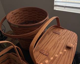 Longaberger Picnic Basket with Lid and Bucket Basket