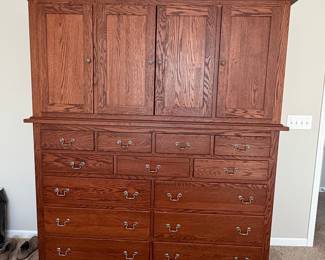 Amish Oak Wardrobe with Drawers