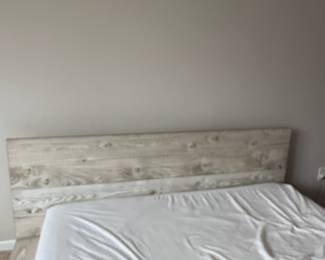 Whitewashed Wood Plank Platform Bed Frame
